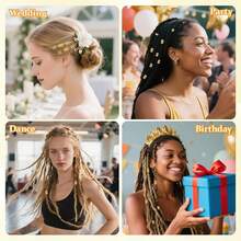 100pcs Dreadlock Hair Extension Rings, Hollow Dreadlock Bead Hair Accessories - Gold - View 3