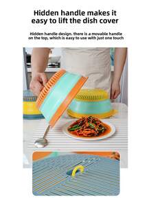 1pc Foldable Food Cover, Fly Proof Meal Tent, Round Plastic Anti-Mosquito Dish Cover - Multicolor - View 5