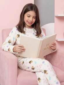 Premium Plush Children's Pajamas With Yellow Bee Design - 查看 8
