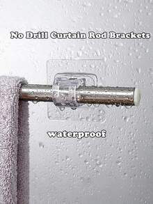 10pcs Curtain Rod Without Drilling, Bracket Without Drilling Curtain Rod Bracket Self-Adhesive Curtain Rod Bracket Nail Free Adjustable Curtain Rod Hook Bathroom Kitchen Bathroom Hotel - Multicolor - View 1
