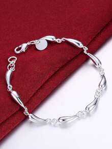 925银时尚水滴手链，适合女性日常佩戴和馈赠 - 白色 - 查看 5