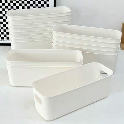 1 Piece - Cream-Colored Storage Box For Mobile Phone Case, Snacks, Miscellaneous Items, Multi-Functional Compartment Organizer For Dormitory, Student Drawer Storage Box, Desktop Storage Basket