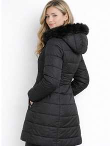WOMEN'S DOUBLE-SIDED N YLON SUPER WARM WATERPROOF OVERCOAT PARK - Black - View 2