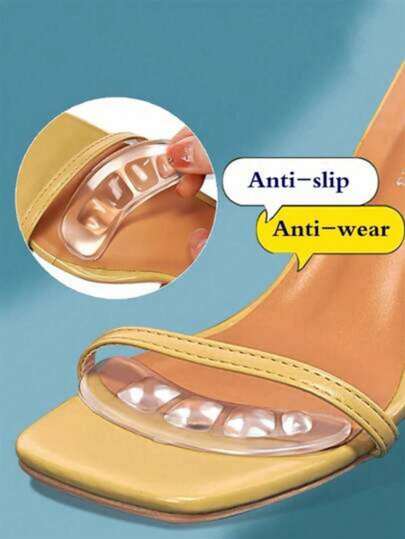 1 Par/2 Pares/3 Pares Almohadillas antideslizantes para tacones altos, sandalias, mocasines - Topes de tacón de silicona, almohadillas para la parte delantera del pie, previenen resbalones y ampollas, ajustador de talla de zapato