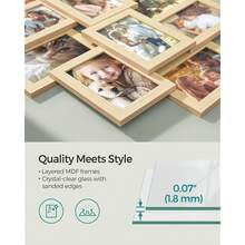 4x6 Collage Picture Frames For Wall Decor, 10 Pack Family Photo Collage Frame Set For Gallery, Glass Front, Assembly Required, Natural Beige URPF020N01 - Bộ 10 chiếc màu be tự nhiên - Xem 5