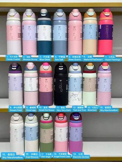 2026 New 1L Stainless Steel Large Capacity Sports Water Bottle, Wide Mouth Insulated Tumbler With Straw, Suitable For Office, School, Outdoor Activities