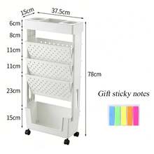 Slim 5-Layer Rolling Storage Cart Tower With Handle, Mobile Utility Organizer With Sticky Notes, Available In 4 Colors, Pull-Out Slide Design, Narrow Space Storage Shelf Trolley For Kitchen, Dining Room, Living Room, Office And Bathroom Use - View 15