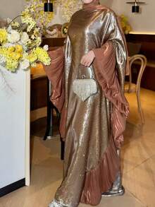 Liyacollection Shiny Butterfly Kaftan, Occasion Kaftan, Party Dress, Casual Kaftan, Daily Dress, Dignified Fashion Kaftan - Brown - View 3