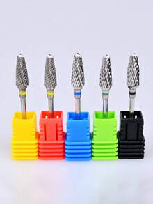1pc Red Nail Drill Bit, Nail Grinding Head, Callus Removal Head, Stainless Steel Nail Grinding Head, Pre-Treatment Grinding Stepped Cross-Tooth Polishing Nail Removal Manicure Tool, Foot Care Nail Removal Tool, Suitable For Acrylic Gel Nails, Nail Care Grinding Head - Red - View 2
