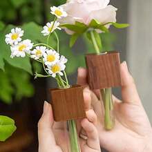 1 包（4 个）木质创意花瓶冰箱贴，3D 盆栽铁艺装饰磁铁，可拆卸 - Multicolor - 查看 6