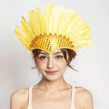 Shiny Retro Performance Party Feather Chief Colorful Headdress Prop - Headwear - Multicolor - View 17