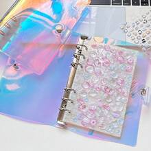 Carpeta de hojas sueltas transparente tamaño A5/A6/A7, libro de pegatinas grande, álbum de pegatinas con papel de desprendimiento, libro de pegatinas transparente portátil, libro de pegatinas, bolsa de almacenamiento de fotos, álbum de fotos, planificador de presupuesto, diario, cuaderno, libro de pegatinas de suministros de oficina - Multicolor - Ver 11