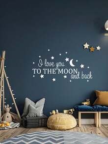浪漫“爱你到月球再返回”乙烯基墙贴 - 情侣、新婚夫妇和周年纪念的完美礼物，提升卧室氛围 - 均碼 - 查看 5