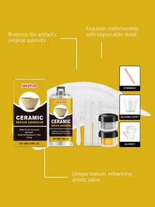 Ceramic Repair Kit, Gold Adhesive Deeply Bonds Broken Ceramics, Glass Cracks, Artistic Texture - A - View 5