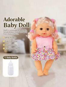 Foldable And Portable Stroller And Walker Toy, Made Of Breathable Fabric, Doll Can Make Sounds And Open/Close Eyes, Multiple Detachable Joints, Suitable For Bedroom And Living Room Use. An Eye-Catching Gift For Children On Holidays Or Birthdays, Suitable For Both Boys And Girls To Play Roleplay Games. - 彩色 - 查看 11