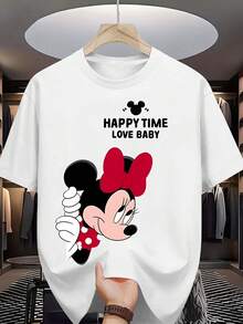 Disney, Family Matching Outfits, 200g, Heavyweight, Short Sleeve, T-Shirts, 4 Family Members - 女童白色 - 查看 2