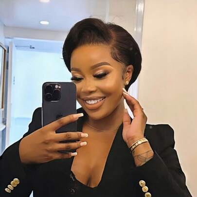 精灵短假发，真人发蕾丝前额短假发，13*4*1 T型蕾丝前额假发，无需胶水，适合日常佩戴，圣诞节、角色扮演派对假发，女士短假发，真人发，自然黑和99J酒红色假发，侧分刘海短假发，精灵短假发，真人发假发