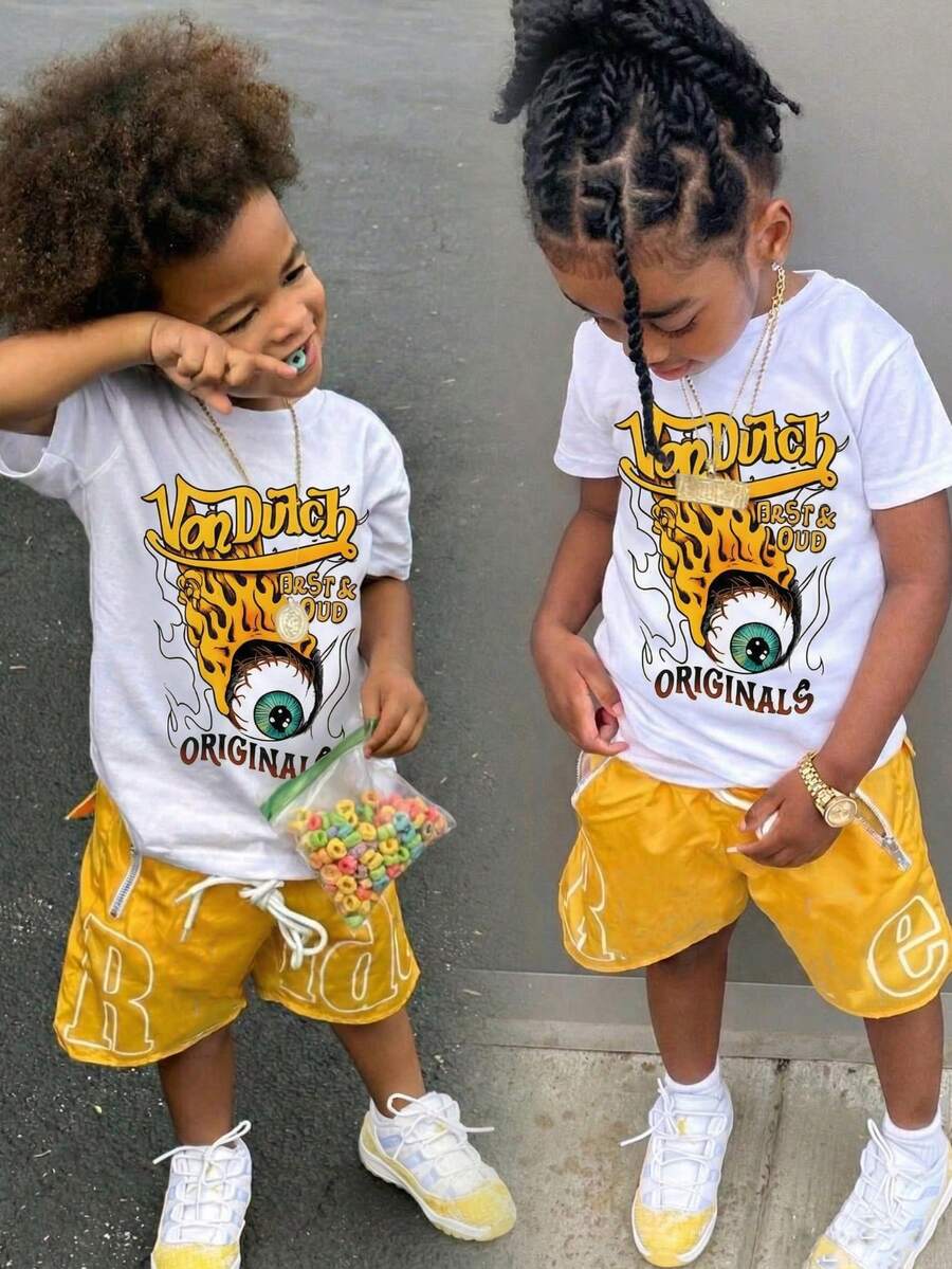 Boys' Cotton Round Neck T-Shirt, Casual And Comfortable Spring And Summer Short-Sleeved Printed Top - 白色 - 查看 1