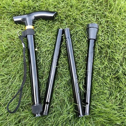 1支可调节铝合金手杖 - 可折叠，适合老年人/徒步旅行/日常使用 - 行动辅助工具，老年人支撑，登山杖，折叠手杖，轻便手杖，旅行配件，老年人礼物