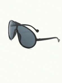 1pc Plus Size Women's Asymmetric Frame Plastic Glasses, Available In 4 Colors: Black, Leopard Print Brown, Yellow, Bohemian Style, Exaggerated Fashion, Suitable For Cycling, Parties, Carnivals, Street Photography And Other Occasions - 黑灰 - 查看 3