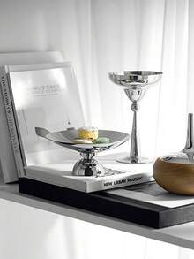 1件极简主义不锈钢甜点盘，欧式奢华创意水果盘，蛋糕架，糖果干果托盘 - 銀色 - 查看 11