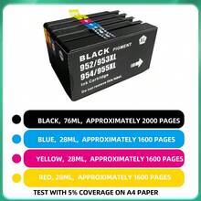 适用于 HP 952X HP953xl 955XL 的兼容墨盒，可用于 OfficeJet Pro 8710 8720 7740 8725 8210 8715 8702 8703 8740 8725 7720 7700 8730 8216 8700 7730 8216 8218 8740 8718 8728 打印机，黑色、青色、品红色、黄色，4 支装。 - 查看 3