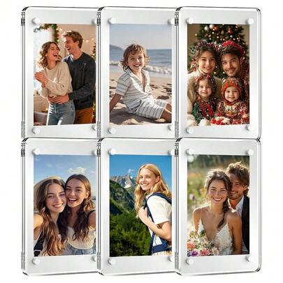 Pack Magnetic Picture Frame For Fridge, 2.36 X 3.54 Inch Clear Acrylic Mini Photo Magnet, Double-Sided Display For Instant Camera Photos, Locker, Whiteboard Home And Office Decor
