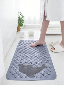 Non-Slip Shower Mat, 70x35cm Bath Mat With Suction Cups And Drainage Holes, Waterproof & Easy To Clean, Bathroom Mats With Textured Surface For Safety, Gray Dolphin Design - Gray Anti-slip Mat - View 1