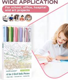 Multicolor Pens 4-In-1 Colored Ballpoint Pen 0.5mm Quick Dry Black Ink Pens Fine Point Smooth Writing Pens Cute Nurse Pens For Work 18 Colors 6PCS - Nhiều màu - Xem 5