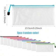 10pcs Transparent Pencil Case, Grid Zipper File Bag, Waterproof Travel Storage Pouch For School Supplies, Documents, Cosmetics, Stationery And Travel Accessories, Back To School, Study Supplies, Pencil Case, Student Backpack - A6 - View 10