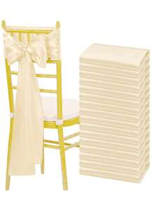10pcs Satin Chair Back Bow Ribbons, Silk Wedding Chair Bow Sash, Silk Dining Chair Waist Bow Decor Ribbons, Suitable For Home Reception, Kitchen Dining Room, Banquet, Birthday, Baby Shower, Bridal Shower, Hotel Party And Other Occasions Chair Decoration. - Multicolor - View 14