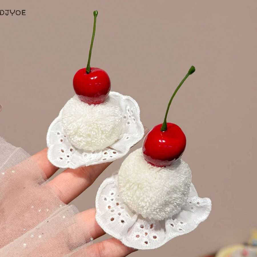New Cute Cherry Cake Hair Clips For Women Girls Sweet Children Autumn/Winter Hair Accessories Student Gifts - A1 - Xem 1