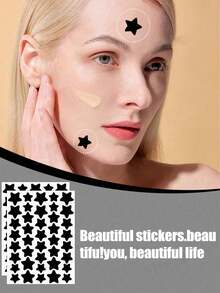 1200pcs Black Star Shaped Stickers, Essential For Photography And Face Painting, Suitable For Parties, Gatherings And Entertainment Activities - Black - View 3