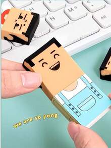 1pc Bald Head Shaped Eraser, This Set Of Uniquely Styled Cartoon-Style Fun Erasers Can Add Fun To Your Stationery Collection. These Cute Erasers Are Not Only Practical Writing Tools, But Also Eye-Catching Conversation Pieces. Random Styles, Very Suitable For The Back-To-School Season. Stationery, Perfect Student Rewards And Treasure Box Filler Prizes, Fun Erasers, Classroom, Cute Stationery. - Camel - View 9