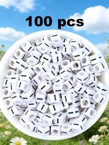 100/2000颗白色亚克力字母珠 6x6mm - “A-Z”字母和数字立方体隔珠，适用于DIY珠宝制作、项链、手链、耳环 - 非常适合手工艺人和小企业 - 黑與白 - 查看 18