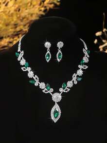 Luxury Purple Bling Rhinestone Necklace Earrings Set,Bride Wedding Dress Accessories, Stage Show Jewelry - Purple - View 6