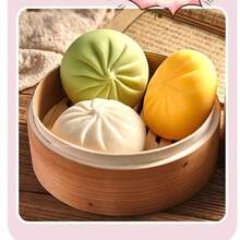 1/2/3个装可捏捏食物减压玩具：彩色迷你面包捏捏球，慢回弹减压小玩意，逼真仿真面包面团球，可拉伸感官桌面玩具，缓解焦虑，办公室放松，家居装饰 | 送给家人和朋友的最佳礼物 - 彩色 - 查看 3