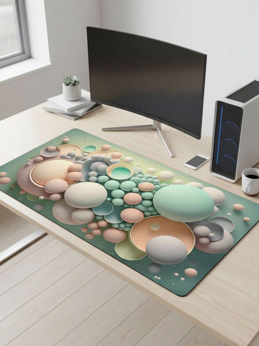 3XL 超大号光滑全覆盖游戏鼠标垫，防水防滑可水洗锁边，尺寸 39.37 英寸 x 19.69 英寸，防滑橡胶底布表面，黑色波浪纹，超大号 XXL 鼠标垫，游戏鼠标垫，桌面垫，电脑桌垫，办公桌垫，桌面保护垫，兼容有线和无线鼠标，办公和游戏两用，水墨风格高级礼品，母亲节礼物 - 查看 1