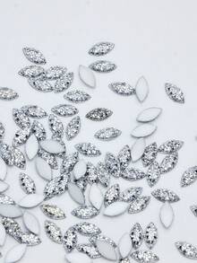 100pcs Resin Rhinestones, Horse Eye Shape, White AB Flat Bottom Resin Rhinestones, High Quality Silver Resin Rhinestones, Suitable For DIY Clothing - Marquise Diamond - View 6