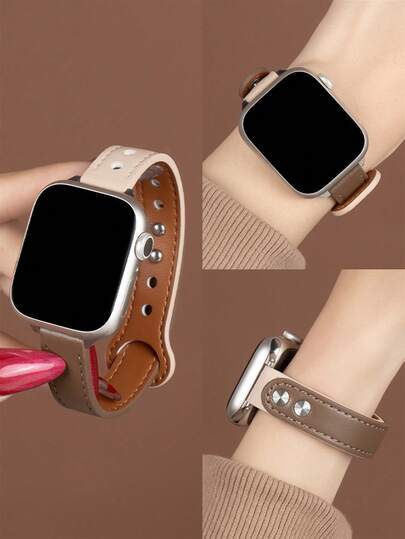 1pc Brown Tone Narrow Design Soft & Lightweight Watch Band, Compatible With Apple Watch Series Ultra2, Ultra SE2, SE, 11, 10, 9, 8, 7, 6, 5, 4, 3, 2, 1, Fits 38/40/41/42/44/45/46/49mm Models, Multi-Color Options, Made Of Premium Supple Fiber, Comfortable & Adorable Wristband