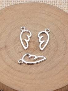 50pcs Wing Shaped Pendants Suitable For DIY Necklace - Rhodium - View 3