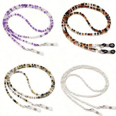 1 Bohemian Style Colored Bead Eyeglass Chain, Mask Chain, Eyeglass Strap, Fashion Glasses Necklace, Eyeglass Strap (Excluding Glasses), Suitable For Giving To Mothers, Wives, And Girls, Suitable For Street Parties, Travel To The Beach