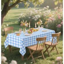 2 Pack Blue Gingham Tablecloth Disposable 54 X 108 Inch Blue And White Plaid Plastic Table Cloth Disposable Rectangle Table Cover For Party Birthday Picnic Checkered Tablecloths - Blue Gingham Tablecloth - 查看 5