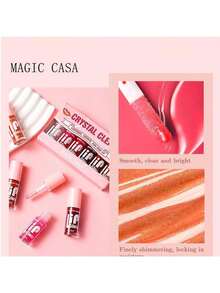 6 Colors Lip Oil Lip Stain, Watery Lip Oil Lip Tint Stain Set, Liquid Lipstick Lip Gloss Moisturizing, Non-Sticky, High Pigment - 無味 - 查看 7