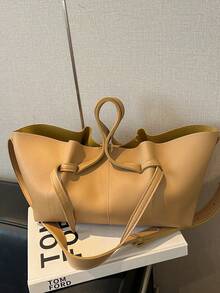 2026 New Retro Women Tote Bag, Minimalist Niche Large Capacity Shoulder Bag, Versatile Commuter Handbag, - Khaki - View 1