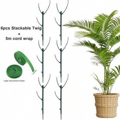 7pcs/Set Stackable Twig, Stackable Plant Support Stakes, Monstera Plastic Support Structures For Indoor & Outdoor Plants, Potted Plants, Flower Other Climbing Plants