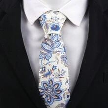 1条男士花卉多色涤纶领带，8厘米复古休闲商务西装领带 - 彩色 - 查看 4
