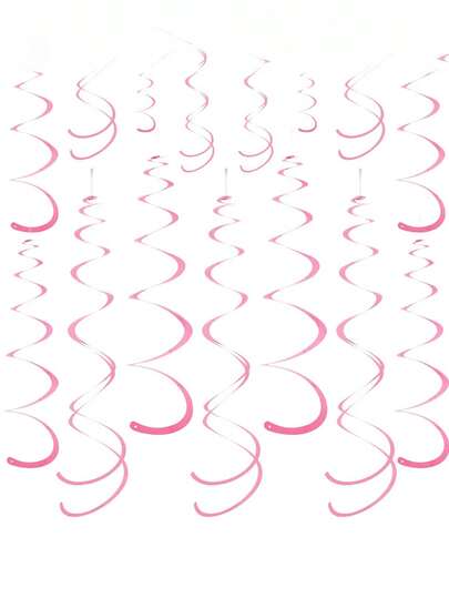 36 Stück rosa Deckenspirale Folie Hängedekoration, Plastikgirlanden für Valentinstag, Geburtstag, Baby-Shower Feier