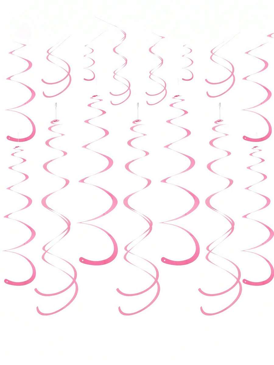 6pcs Party Spiral Decorations, Peach Glitter Foil Hanging Spiral Decorations, Double Spiral Plastic Ribbons (Suitable For Ceiling), Plastic Metallic Ribbons, Party Decorations, Wedding Decoration Ribbons, Birthday, Graduation, Graduation Celebration, Back To School Party Decoration Ribbons Bag