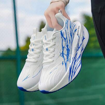 STARNOVO Chaussures de course à plaque de carbone pour marathon unisexe, chaussures de sport légères à absorption des chocs pour marathon, convenant aux adolescents. Chaussures de fitness décontractées en fibre de carbone, chaussures de course décontractées mode respirantes antidérapantes durables, chaussures de sport à semelle souple avec dégradé de couleurs classiques (EUR33-45)